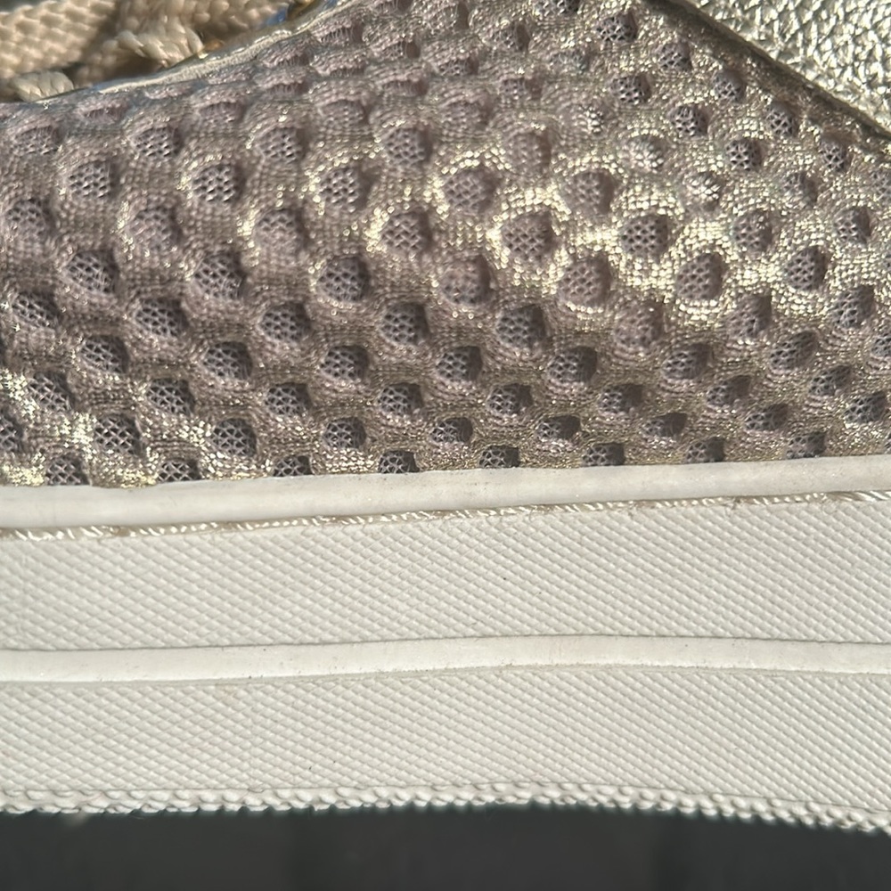 Steve Madden STEVEN Napa natural comfort leather gold sneakers gym shoes - Picture 7 of 11
